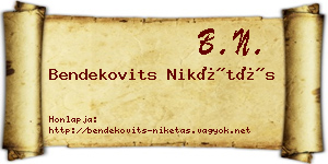 Bendekovits Nikétás névjegykártya